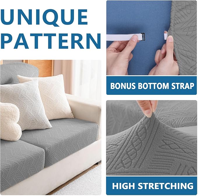 hyha Waterproof Couch Cushion Covers, Waterproof Sectional Couch Covers for Cushion Sofa for Pets, Stretch Sofa Slipcover Washable with Elastic Bottom(Back Cover L, Grey)