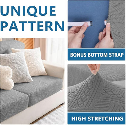 hyha Waterproof Couch Cushion Covers, Waterproof Sectional Couch Covers for Cushion Sofa for Pets, Stretch Sofa Slipcover Washable with Elastic Bottom(Back Cover L, Grey)