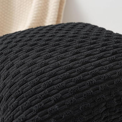 Kevin Textile Decorative Throw Pillow Covers Corduroy Square Cushion Cover with Stripes Cases for Bedroom Sofa Living Room Couch Set of 2 18x18 Inch Black