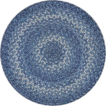 Homespice Denim Jute Woven Round Placemats Set of 6, 15", Country Coastal Decor, Blue Table Mats - Vibrant Colors, Durable, Easy to Clean and Protects Furniture