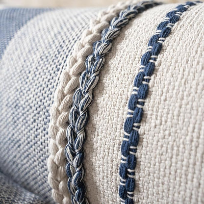Boho Throw Pillow Covers 18x18 Inch Set of 2, Navy Blue Textured Decorative Couch Pillow Cases for Farmhouse Home Decor, Accent Cushion Cover for Sofa, Bed, Living Room, Bedroom