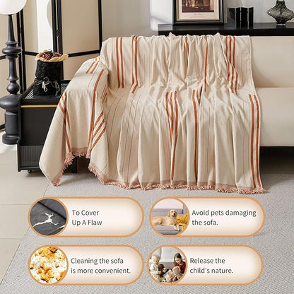 Boho Non Slip Covers Sofa Covers for 3 Cushion Chenille Dog Pet Couch Protector Washable Anti-Slip Sectional Couch Cover Tassels L Shaped Sofa Cover