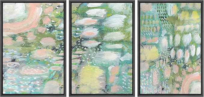 MUDECOR Framed Wall Art Print Set Vibrant Textured Abstract Multi-Colored Illustrations Modern Art Boho Decorative Colorful Chic for Living Room, Bedroom, Office - 24"x36"x3 Black