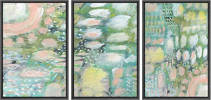 MUDECOR Framed Wall Art Print Set Vibrant Textured Abstract Multi-Colored Illustrations Modern Art Boho Decorative Colorful Chic for Living Room, Bedroom, Office - 24"x36"x3 Black