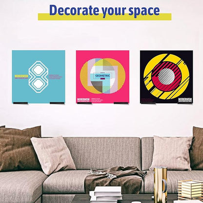 12Pcs Vinyl Record Wall Mount Shelves, 4 Inch Black Acrylic Album Display Shelf Durable Floating Wall Shelves for Record Storage, Album Display, Bookshelf, Picture for Study Room, Living Room