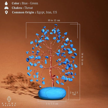 KARMAPLEDGE Crystal Tree of Life Home and Office Feng Shui Decor, Turquoise Healing Crystal Handmade Bonsai Tree for Positive Energy, Good Luck, Money, Christmas Decor, Birthday Gifts for Women, Mom