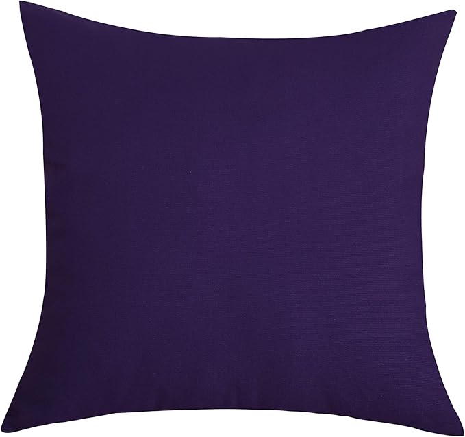TangDepot Set of 2 Handmade Decorative Solid 100% Cotton Canvas Throw Pillow Covers/Cushion Covers, 45 Colors Available - (18"x18" 2 Pieces, Purple)