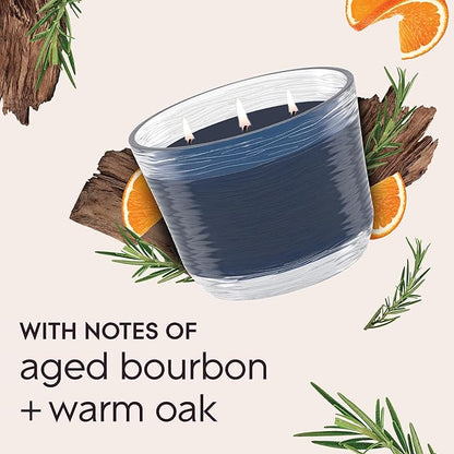 Glade 3-Wick Scented Candle Jar, Smooth Bourbon & Oak, Air Freshener Infused with Essential Oils, 6.8 Oz, 3 Count