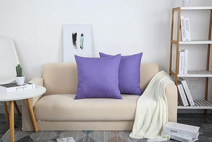 TangDepot Handmade Decorative Solid 100% Cotton Canvas Throw Pillow Covers/Pillow Shams, (14" x14" , Violet, 1 Count (Pack of 1))