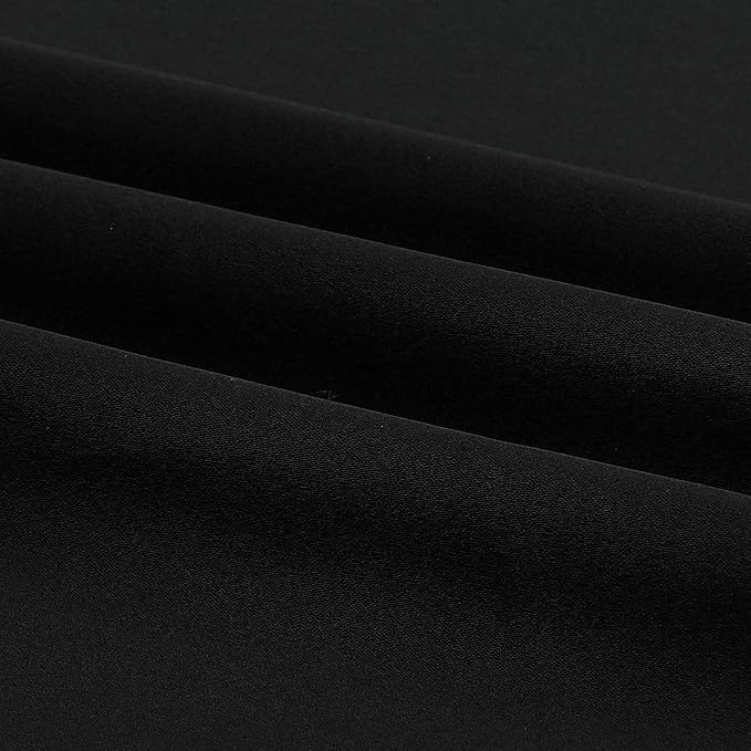 DUALIFE Black Curtains 45 Inch Length - Black Out Thermal Insulated Grommet Drapes for Office Small Windows 52x45 Inches Long Set of 2 Panels