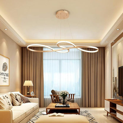 Modern LED Chandelier Dining Room Pendant Light Dimmable Creative Chandelier Remote Control Color/Brightness 3000-6000K Adjustable Hanging Lamp for Bedroom Living Room Kitchen 60W (Silver)