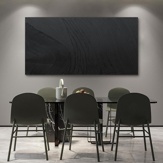 Canvas Wall Art Decor Modern Textured Wall Art Decor Canvas Art Wall Decor Black Silence Wall Painting Decorations Artwork Wall Art Prints for Room Living Room Bedroom Office Decor 24"X48"