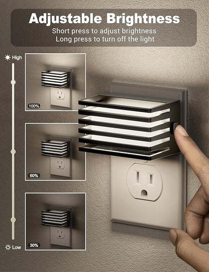 JandCase LED Night Light, [2 Pack] Night Lights Plug into Wall with Dusk to Dawn Sensor, Dimmable Plug in Night Light, Adjustable Brightness, 5000K Daylight White Nightlight for Bathroom Hallway