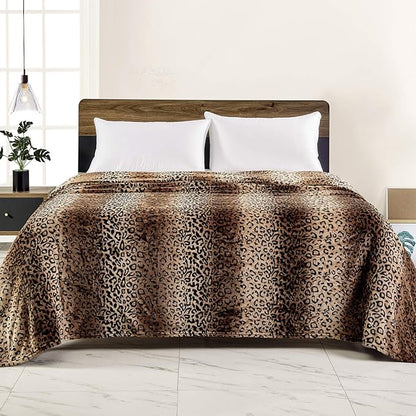 Viviland Flannel Fleece Blanket King Size 90x108 inches, Lightweight, Super Soft Cozy Warm Blanket, Leopard Print