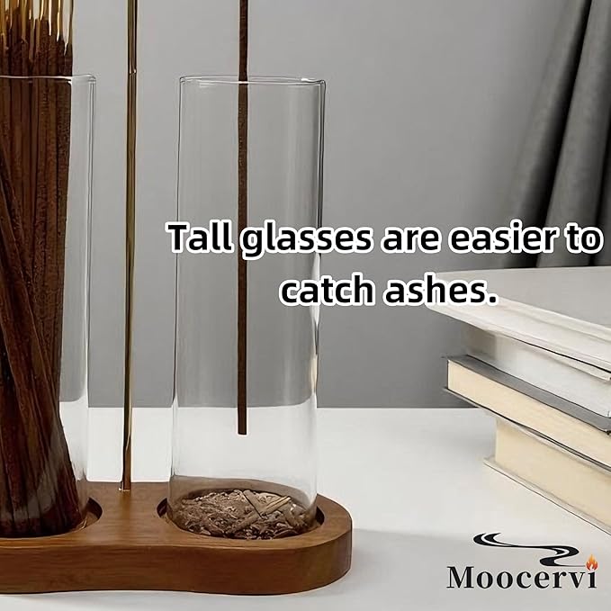 Glass Incense Holder,2 in 1 Incense Sticks Burner Holder with Storage,Hang Upside Down Incense Holder for Sticks with Glass Ash Catcher for Meditation Yoga Spa Room Decor (Brown)
