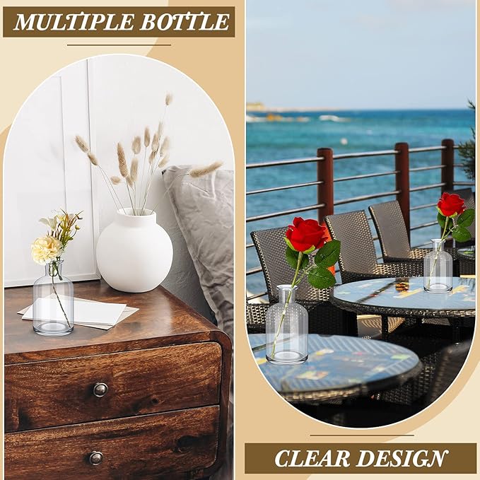 Lallisa 30 Pcs 4 Inches Small Glass Bud Vases Bulk Mini Flower Vases for Centerpieces Decorative Glass Bottles Vintage Rustic Decoration for Wedding Dining Table Home Decor