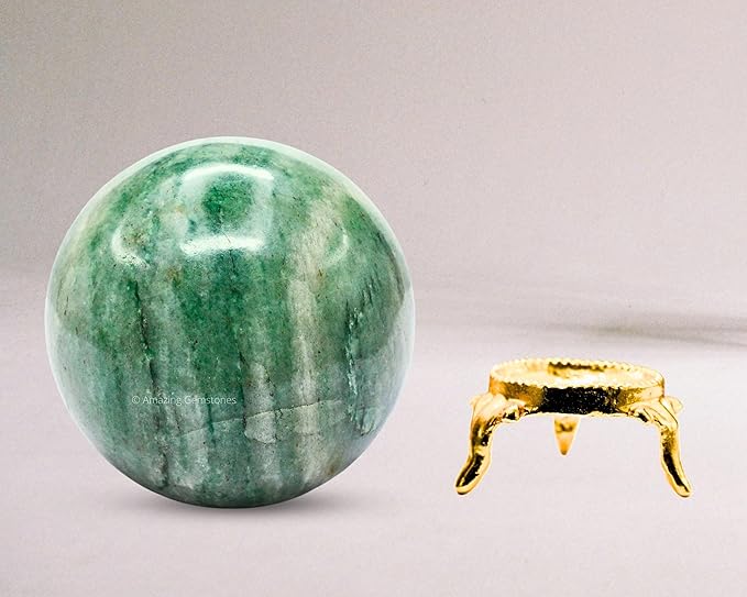 Amazing Gemstone Green Aventurine Crystal Ball with Stand - 3 Inches Large Crystal Sphere Meditation Balls for Witchcraft and Decorative Balls
