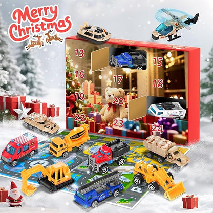 Advent Calendar 2025 Alloy Car Toys for Kids Advent Countdown Calendar Christmas Stocking Stuffer For Boys Girls Gifts 3 age+
