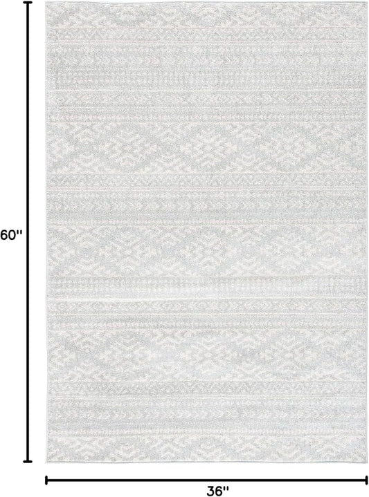 SAFAVIEH Area Rug 3x5 - Tulum Collection - Light Grey & Ivory, Moroccan Boho Tribal Design, Non-Shedding & Easy to Clean, Ideal for Entryway, Foyer, Accent Space, Bedroom (TUL272F)