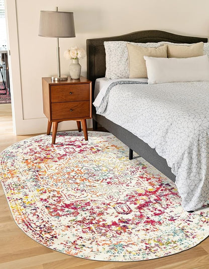 Rugs.com Arlington Collection Rug – 4x6 Oval Light Multi Medium-Pile Rug Perfect for Living Rooms, Large Dining Rooms, Open Floorplans