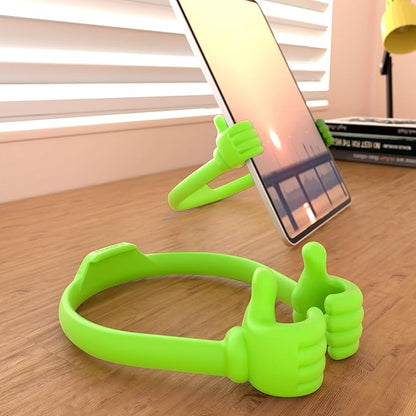 Honsky Cell Phone Tablet Stands (Pack of 5) Thumbs-up Cellphone Holder, Tablet Display Stand, Mobile Smartphone Mount Cradle for Desk Desktop - Universal, Multi-Angle, Cute, Green