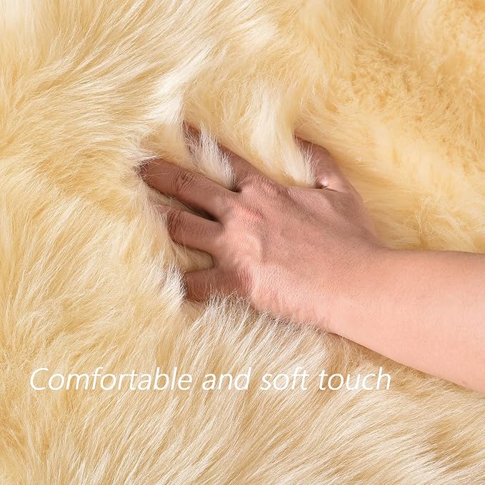 Latepis Yellow Fur Rugs Small 2x3 Area Faux Sheepskin Rug Throw for Sofa Cushion Chair Fluffy Rug Carpet for Bedroom Dorm Room Home Décor Rectangle