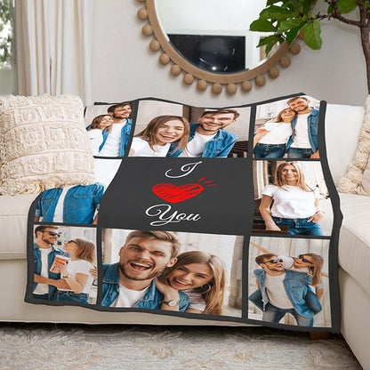 Custom Blanket with Picture Customized Blankets and Thows Personalized Blanket Customizable Blanket Photo Blankets Customize for Valentines Day Gifts Birthday for Her Him Girlfriend Boyfriend Wife