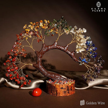 7 Chakra Crystal Tree of Life for Home, Office Desk Decor, Handmade Bonsai Trees for Positive Energy, Money, Good Luck Birthday Gifts for Women, Mom