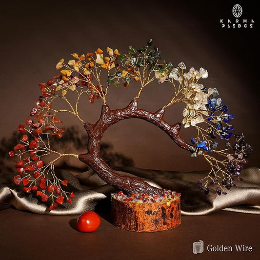 7 Chakra Crystal Tree of Life for Home, Office Desk Decor, Handmade Bonsai Trees for Positive Energy, Money, Good Luck Birthday Gifts for Women, Mom