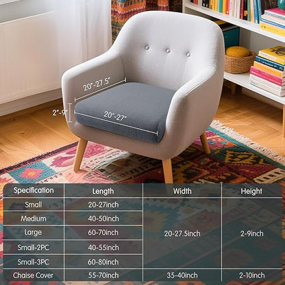 Hokway Stretch Couch Cushion Slipcovers Reversible Cushion Protector Slipcovers Sofa Cushion Protector Covers(Gray, Small)