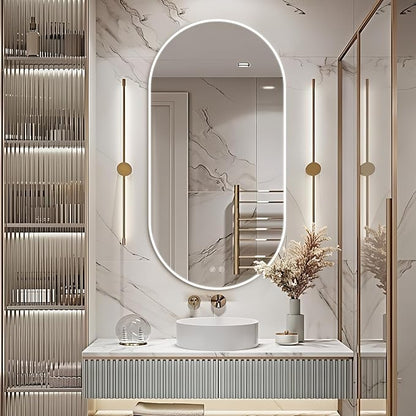 Niccy Oval LED Bathroom Vanity Mirror, 48"x24" Front lit Mirror with Light, Smart Anti-Fog Waterproof Mirror with Memory Function Dimmable Lighted Mirror