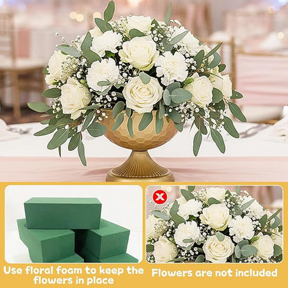 4 Pcs Gold Vases for Wedding Centerpieces, 5.9'' W x 7.3''H Gold Compote Bowl Vase Vintage Decorative Metal Vase Wedding Table Centerpieces Golds Flower Vases for Party Anniversary Reception Dinner