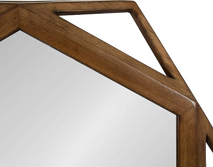 Kate and Laurel Cortland Rustic-Modern Geometric Octagon Shaped Wood Accent Wall Mirror, Rustic Caramel Finish, 24x27-inches
