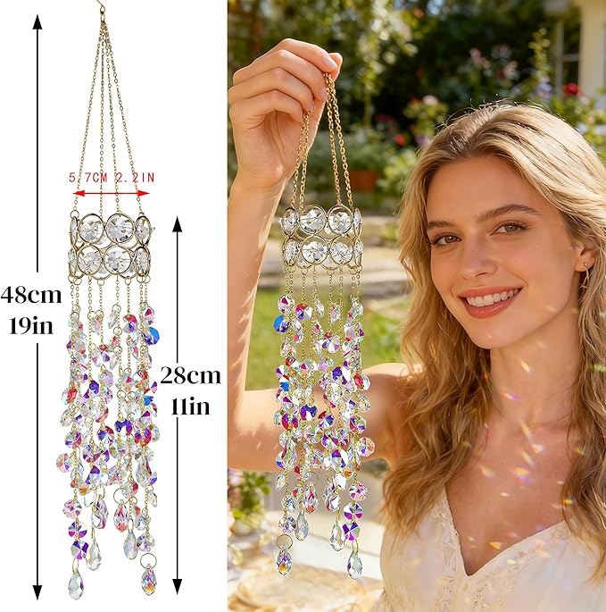 H&D HYALINE & DORA 19 Inch Garden Crystal Suncatchers Sun Catchers Indoor Window Gold-Plated Sun Catcher for Indoor Outdoor and Party Decor (Colorful)