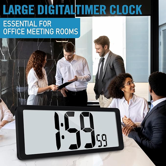 4.6" Numbers Display Built-in Rechargeable Power 15" Atomic Black Wall Clock -Night Display-Never Needs Setting!-Easy to Read Numbers-Never Need Replace Battery