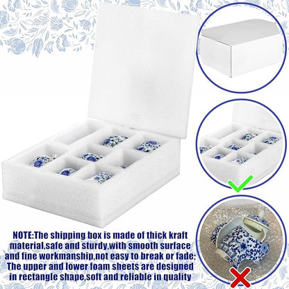 Dandat 8 Pcs Mini Chinoiserie Bud Vases Ceramic Blue and White Floral Chinese Porcelain Vase Set for Shelf Table Centerpieces Home Decor(Vintage)