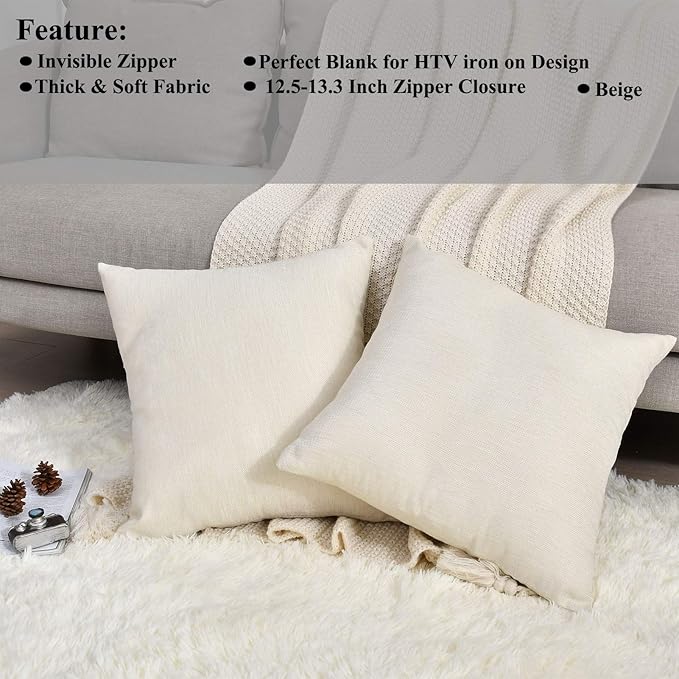Pack 8 Linen Throw Pillow Covers Set Cushion Case for Sofa Bedroom Car, Blank for HTV Iron on Design,18x18 Inch
