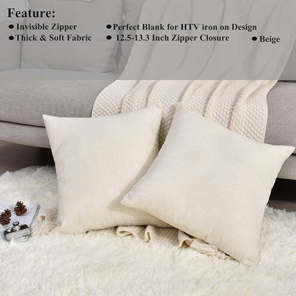 Pack 8 Linen Throw Pillow Covers Set Cushion Case for Sofa Bedroom Car, Blank for HTV Iron on Design,18x18 Inch
