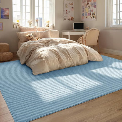 Bedsure 8x10 Fluffy Area Rugs for Living Room, Machine Washable Rugs, Non-Slip Backing, Non-Shedding, Pet Friendly Throw Rug for Bedroom Dining Room, Rug for Kids Room, Celestial Blue
