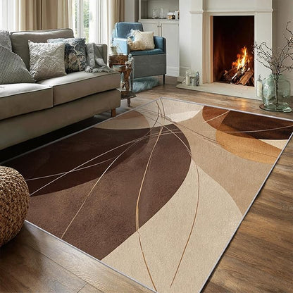 Abstract Boho Rug, 5x8 Area Rugs Minimalist Geometric Line Pattern for Living Room, Bedroom, Abstract Boho Home Decor Accessories Indoor Carpet, Non Slip & Machine Washable