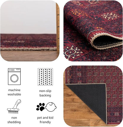 Keen Home Design 8x10 Rug - Machine Washable Area Rug with Non-Slip Backing, Ideal for Living Room, Dining Room, Bedroom - Vintage, Easy Clean, Durable, Low Pile Rug - (8' x 10')