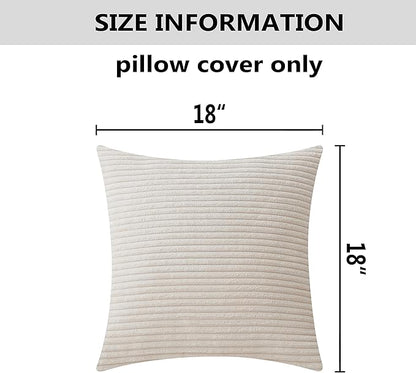 Home Brilliant Set 2 Couch Pillow Covers Decorative Throw Pillows Corduroy Bed Sofa Couch Gift Valentine's Decor, 18x18 inch, Cream Cheese