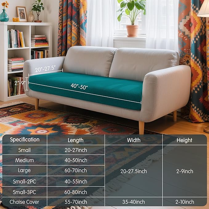 Hokway Couch Cushion Covers Stretch Cushion Covers Sofa Seat Cushion Slipcover Cushion Protector(Teal, Medium)