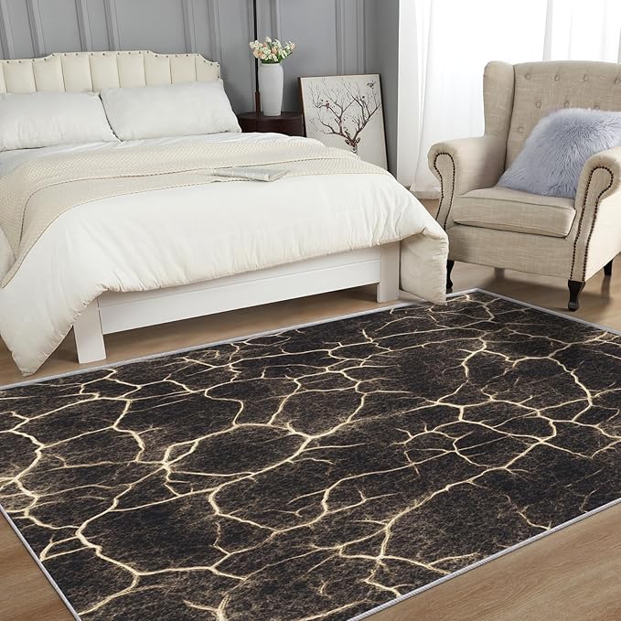 Abstract Rug 8x10 - Abstract Carpet, 4x7 Rug, Modern Marble Texture Rug & Home Decor, Contemporary Area Rug & Room Decor, Washable Non Slip Anti Skid Rugs