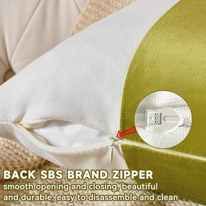 AmHoo Pack of 2 Velvet Panel Cotton Pillow Covers Decorative Pillowcase Cushion for Couch Sofa Bedroom 20 x 20-Inch Spinach Green