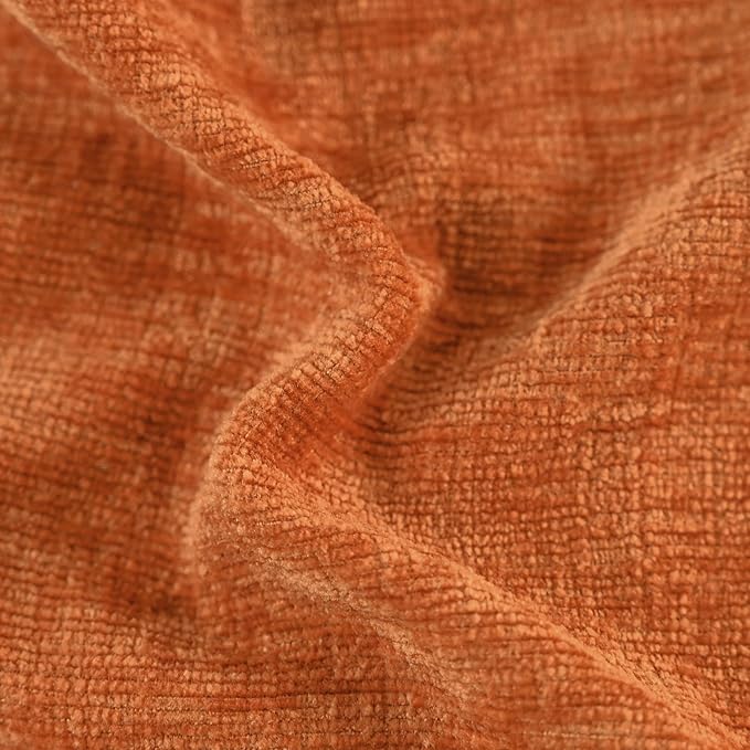 CaliTime Fall Throw Pillow Covers Decorative 20 X 20 Inches Pack of 2 Cotton Thread Stitching Edges Solid Dyed Soft Chenille Cushion Cases for Couch Sofa Bed Living Room Farmhouse Burnt Orange