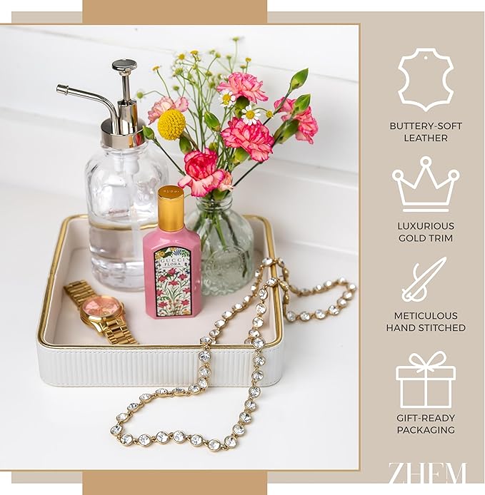 Perfume Tray Valet Tray Night Stand Bedside Organizer| Perfume Organizer Catchall| Perfume Trays for Dresser Vanity Tray for Dresser Countertop| Perfume Holder| Nightstand Organizer Women