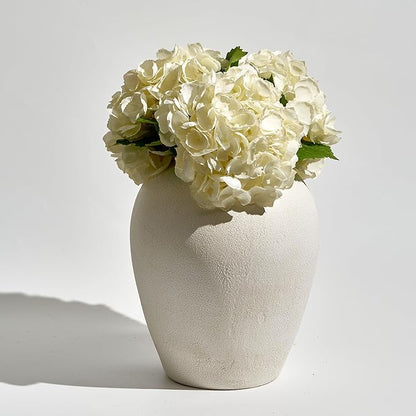 LB2 White Ceramic Large Vase, 12.7" Tall Zen Style vase, Terra Cotta Pitcher, Distressed Farmhouse Decor, Pottery Decorative Flower for Home Decor