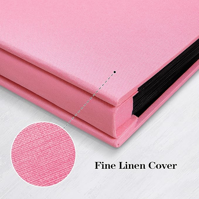 Mublalbum Small Photo Album 4x6 100 Photos Linen Cover Picture Book with Horizontal Pockets for Wedding Family Anniversary and Baby (Pink)
