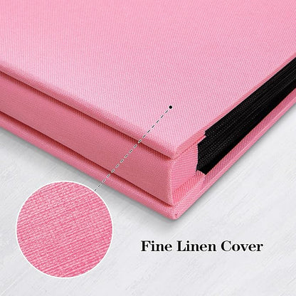 Mublalbum Small Photo Album 4x6 200 Photos Linen Cover Picture Book with Horizontal Pockets for Wedding Family Anniversary and Baby (Pink)